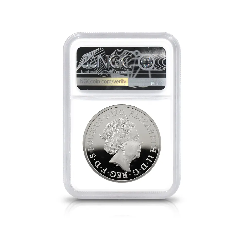 モダンコイン5：6781 イギリス 2020 エリザベス2世 スリーグレーセス 5ポンド2オンス銀貨 発行即日鑑定品 NGC PF69UC 箱付き