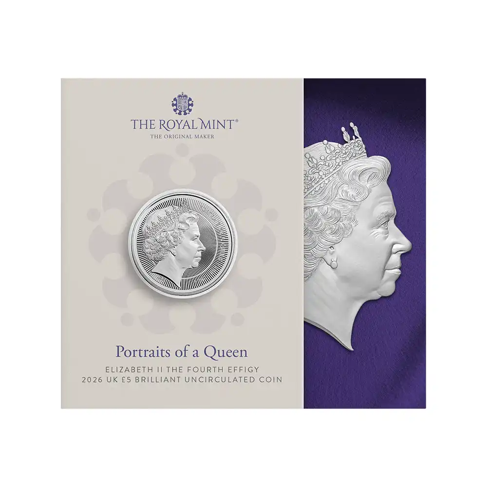 モダンコイン4：6782 【鑑定オプション無し】イギリス 2026 チャールズ3世 エリザベス2世のコイン肖像シリーズ 第四弾 5ポンドBU白銅貨 未鑑定 パッケージ付き【ご予約承り品・納期約3~4か月】
