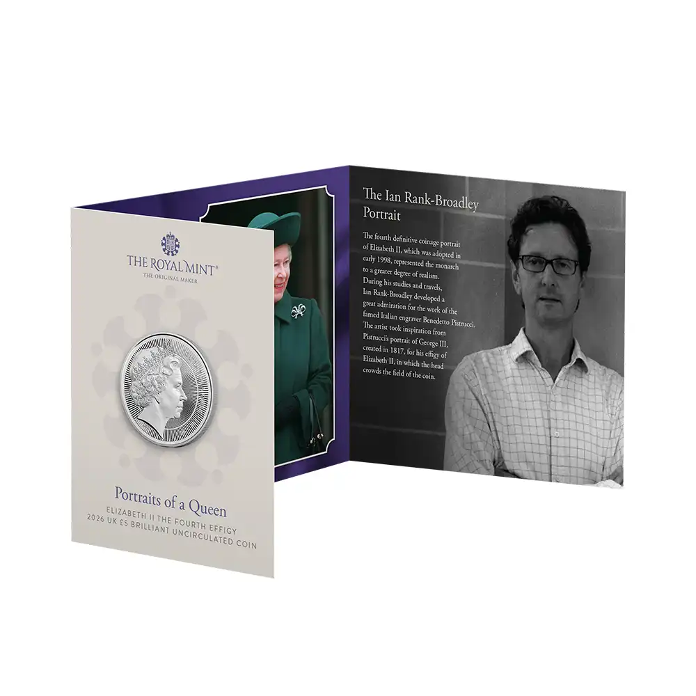 モダンコイン5：6782 【鑑定オプション無し】イギリス 2026 チャールズ3世 エリザベス2世のコイン肖像シリーズ 第四弾 5ポンドBU白銅貨 未鑑定 パッケージ付き【ご予約承り品・納期約3~4か月】