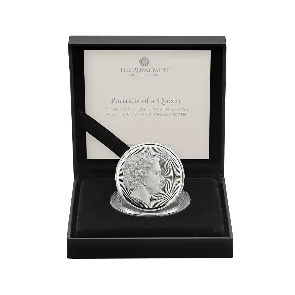 モダンコイン5：6783 【未鑑定＋鑑定オプション付き】イギリス 2026 チャールズ3世 エリザベス2世のコイン肖像シリーズ 第四弾 5ポンドプルーフ銀貨 未鑑定 箱付き【ご予約承り品】