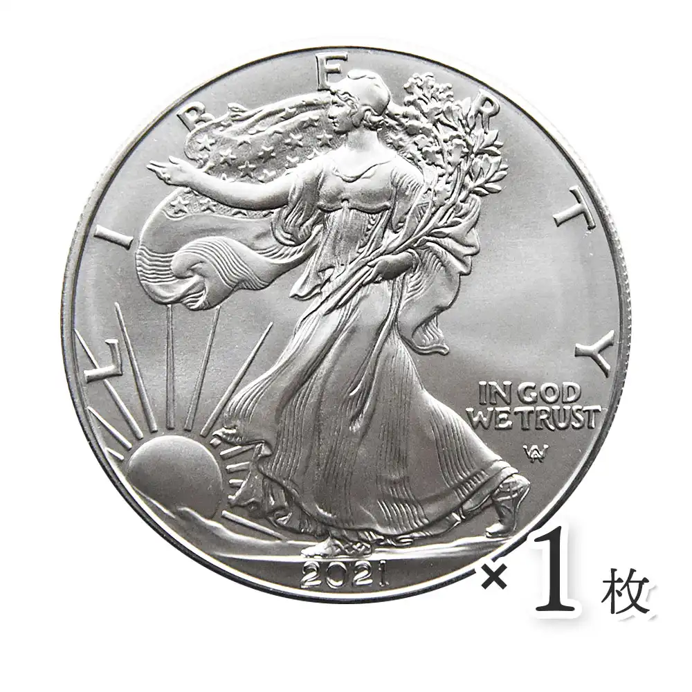 地金型2：2597 アメリカ 2021 2型 イーグル 1ドル 1オンス 銀貨 【1枚】 (コインケース付き)