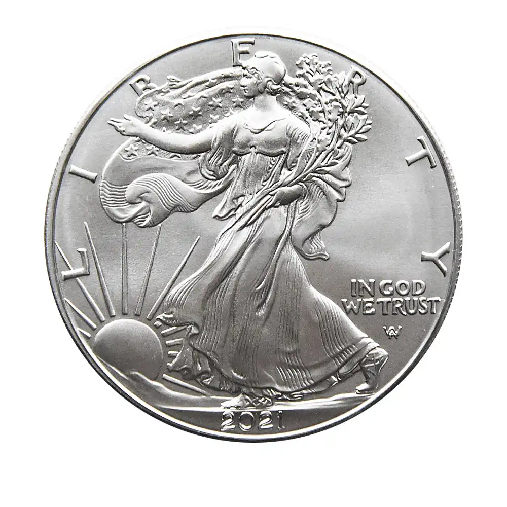 地金型3：2599 アメリカ 2021 2型 イーグル 1ドル 1オンス 銀貨 【20枚】 (コインチューブ付き)