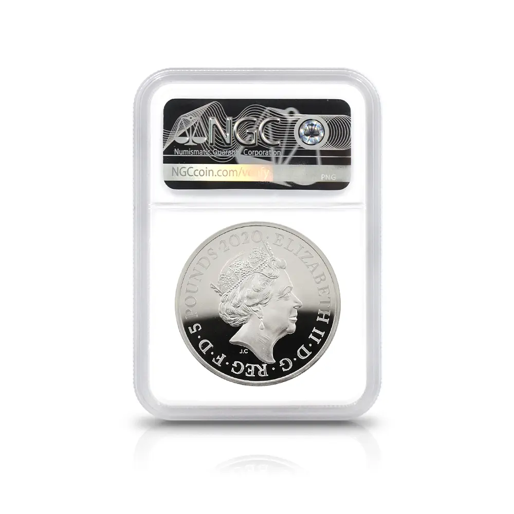 モダンコイン5：6789 イギリス 2020 エリザベス2世 スリーグレーセス 5ポンド2オンス銀貨 ファーストリリース NGC PF70UC 箱付き