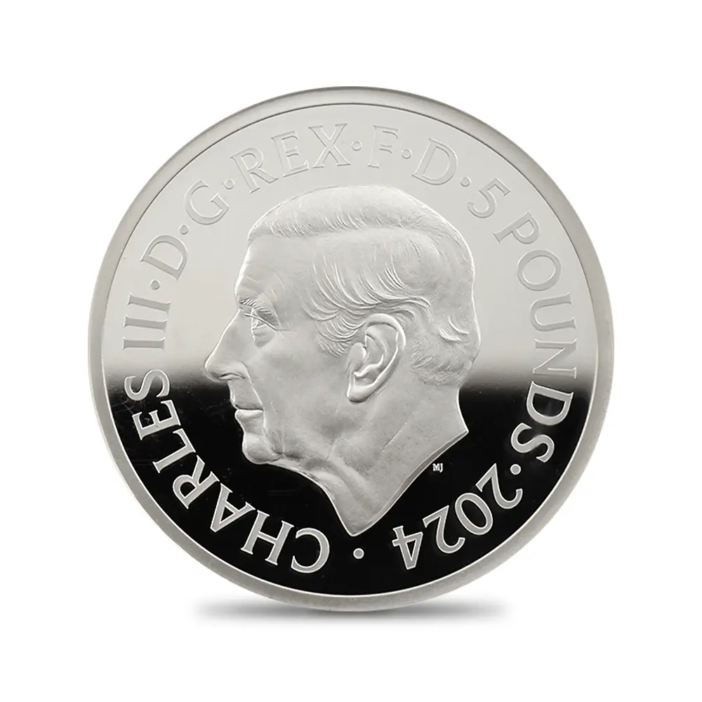 モダンコイン3:6790 イギリス 2024 チャールズ3世 ピストルッチ作聖ジョージ竜退治 5ポンド2オンス銀貨 ファーストリリース NGC PF70UC