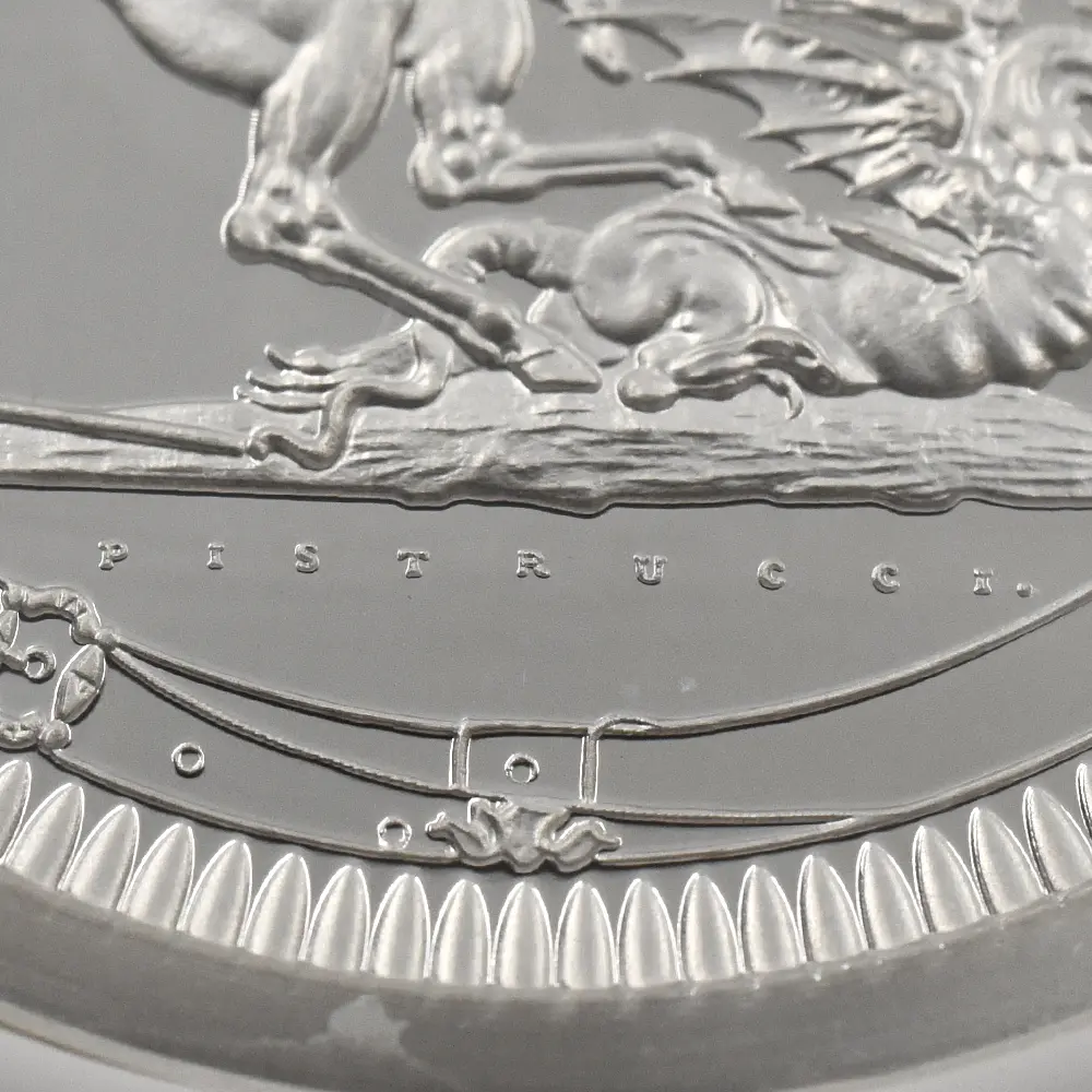 モダンコイン7:6790 イギリス 2024 チャールズ3世 ピストルッチ作聖ジョージ竜退治 5ポンド2オンス銀貨 ファーストリリース NGC PF70UC