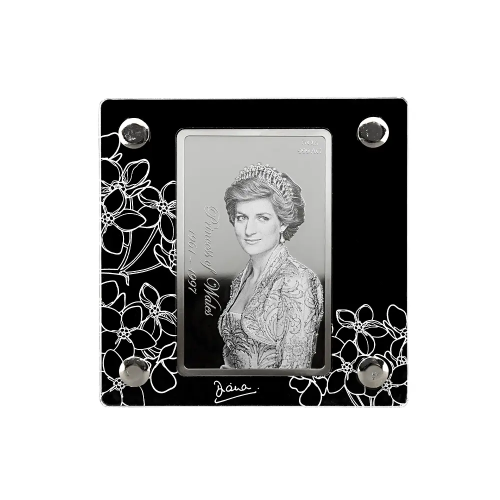 モダンコイン4：6671 ニウエ 2021 エリザベス2世 ダイアナ妃生誕60周年記念 ダイヤモンド仕様 10ドル5オンスプルーフ銀貨 未鑑定 箱付き