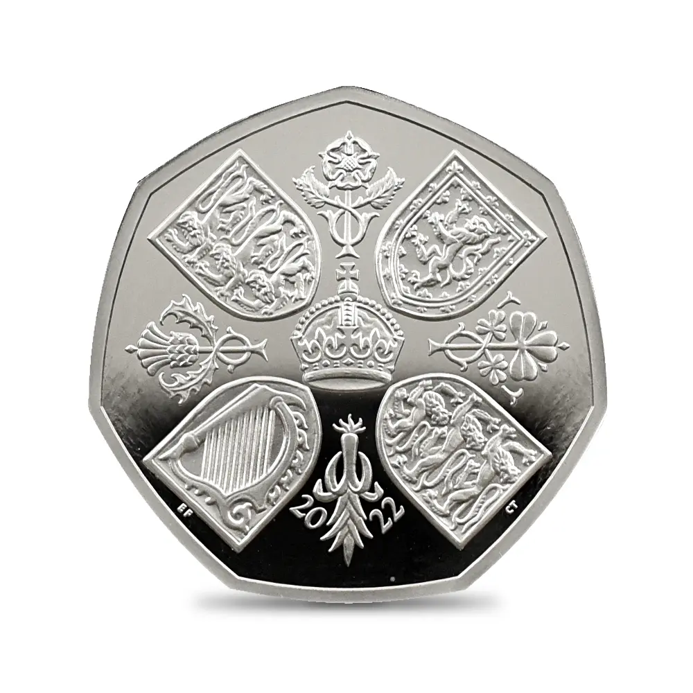 モダンコイン2：2213 イギリス 2022 チャールズ3世 エリザベス2世追悼記念 50ペンスプルーフプラチナ貨 未鑑定 箱付き