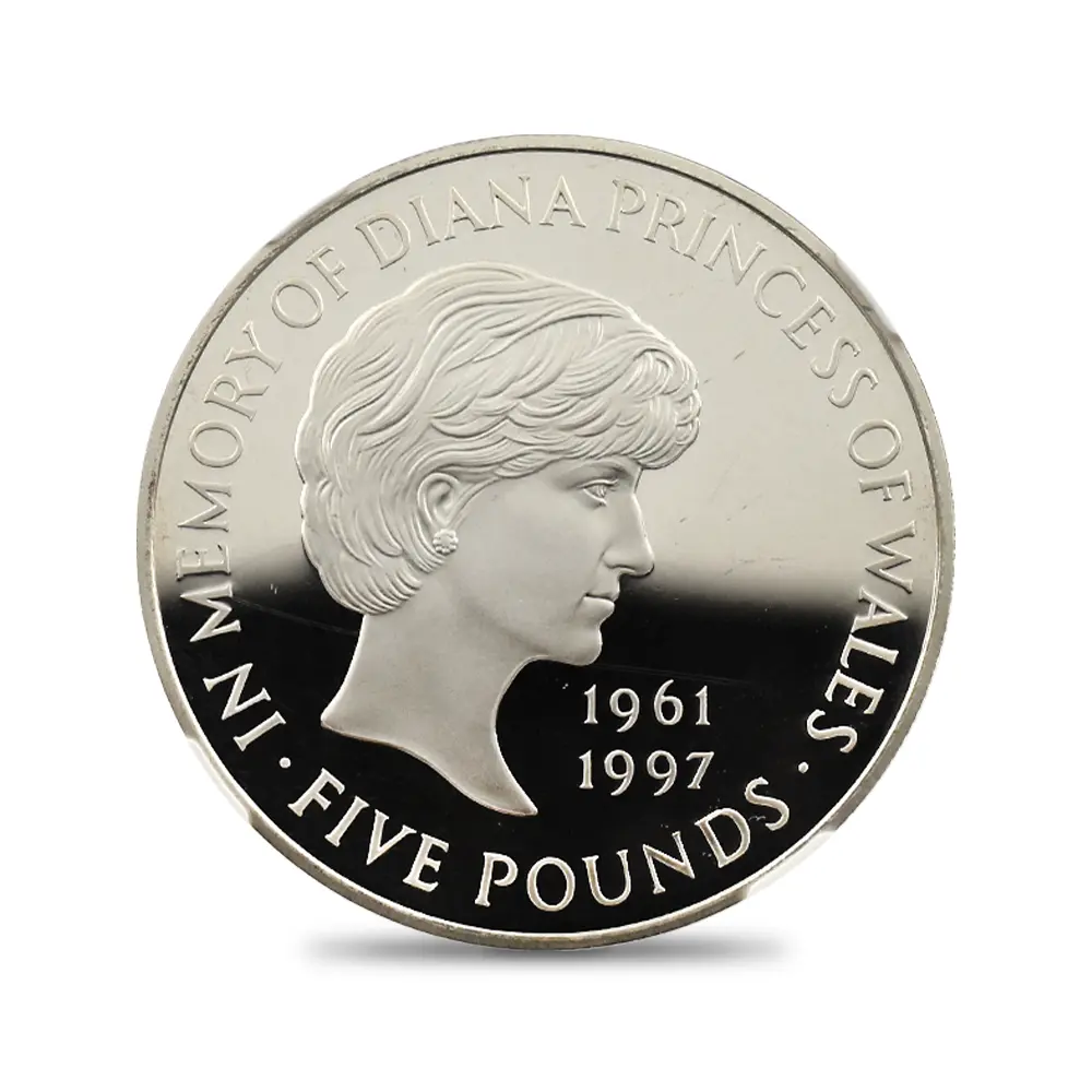 モダンコイン2：6792 イギリス 1999 エリザベス2世 ダイアナ妃追悼記念 5ポンド銀貨 NGC PF69UC 箱付き
