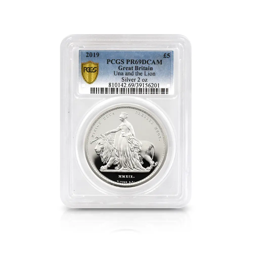 モダンコイン4:6793 イギリス 2019 エリザベス2世 ウナ&ライオン 5ポンド2オンス銀貨 PCGS PR69DCAM 箱付き