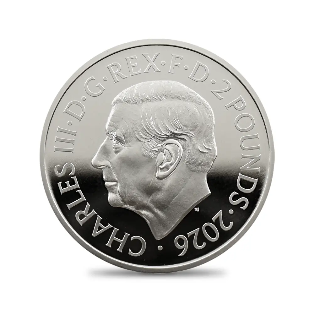 モダンコイン3:6582 イギリス 2026 チャールズ3世 エンジェル 2ポンド1オンスプルーフ銀貨 未鑑定 箱付き