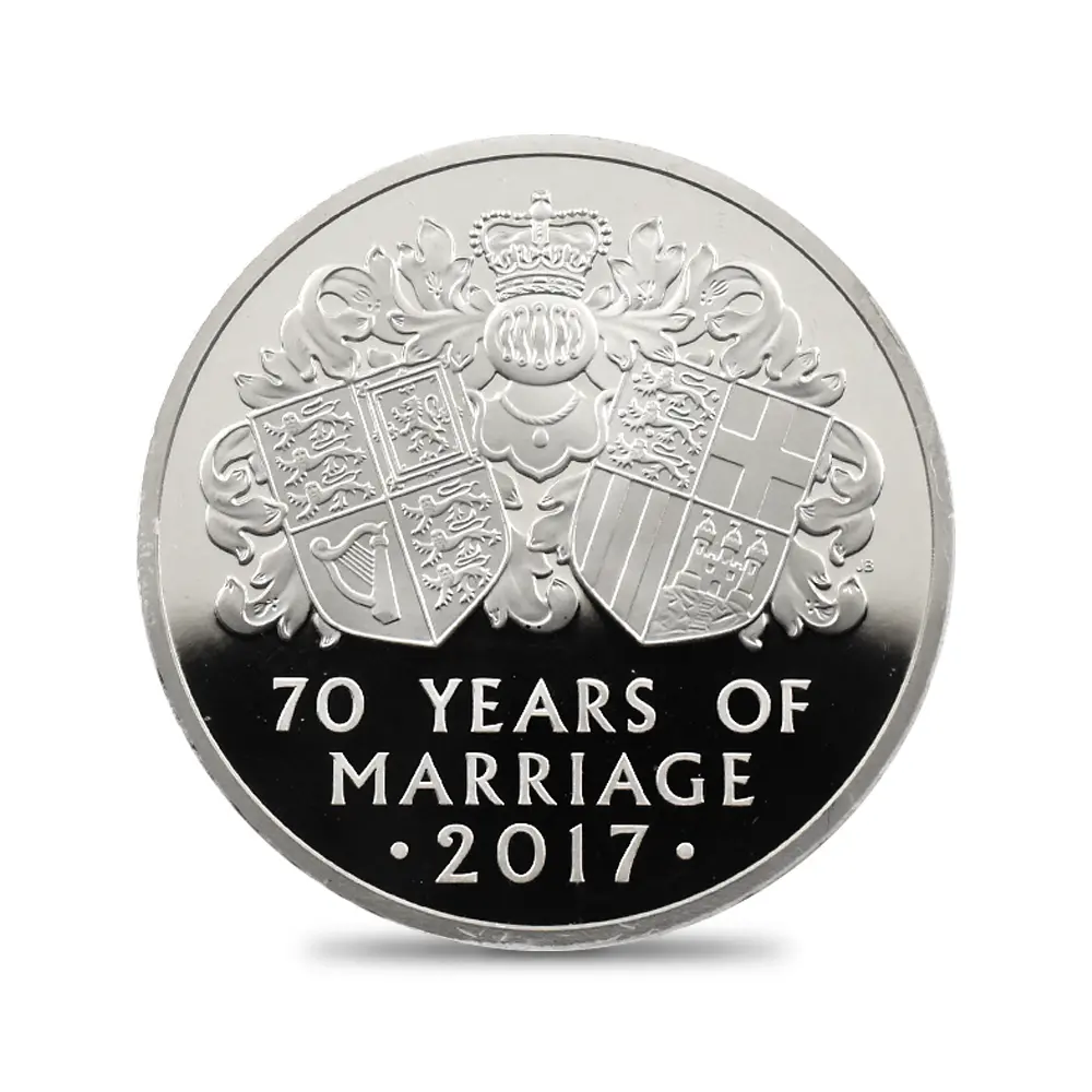 モダンコイン3:6796 イギリス 2017 エリザベス2世 御成婚70周年記念 5ポンド 3オンスプラチナ貨 PCGS PR69DC