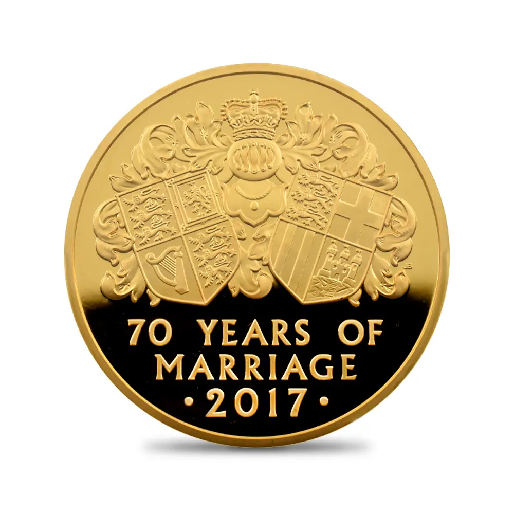モダンコイン3:6797 イギリス 2017 エリザベス2世 御成婚70周年記念 10ポンド 5オンス金貨 PCGS PR69DC