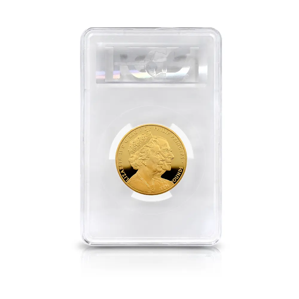 モダンコイン5:6797 イギリス 2017 エリザベス2世 御成婚70周年記念 10ポンド 5オンス金貨 PCGS PR69DC
