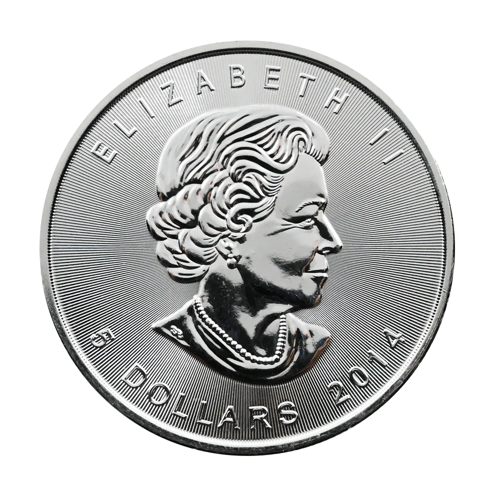 地金型2:6816 カナダ 2014 メイプルリーフ 5ドル 1オンス 銀貨 【100枚】