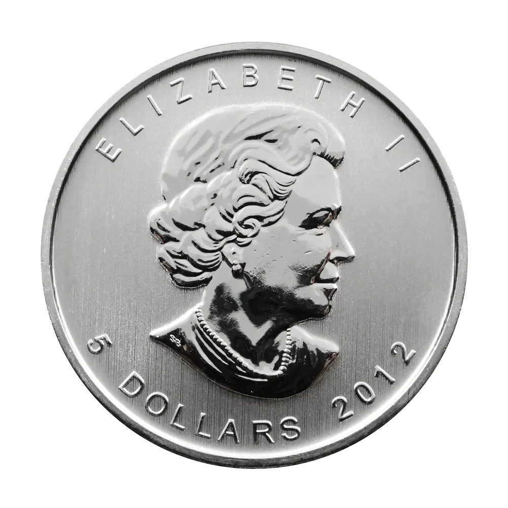 地金型3:6817 カナダ 2012 メイプルリーフ 5ドル 1オンス 銀貨 【100枚】