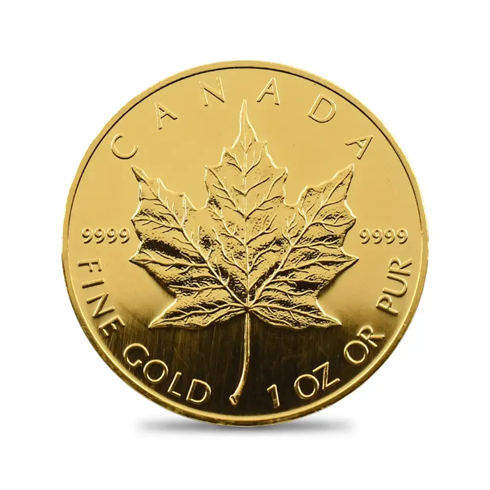 地金型2：6786 カナダ 1991 エリザベス2世 メイプルリーフ 50ドル 1オンス 地金型金貨 【1枚】 (コインケース付き)