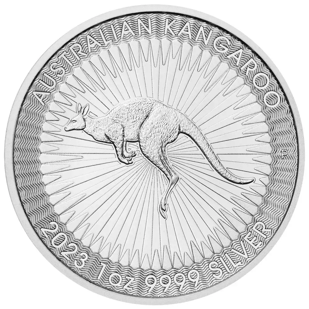 地金型3：2605 オーストラリア 2023 カンガルー 1ドル 1オンス 銀貨 【5枚】 (コインケース付き)