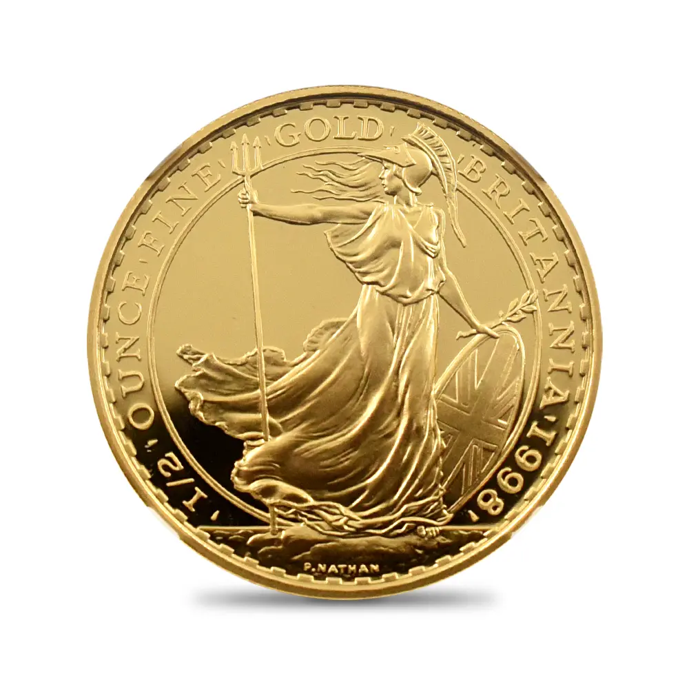 モダンコイン2：6813 イギリス 1998 エリザベス2世 ブリタニア 50ポンド1/2オンス金貨 NGC PF70UC