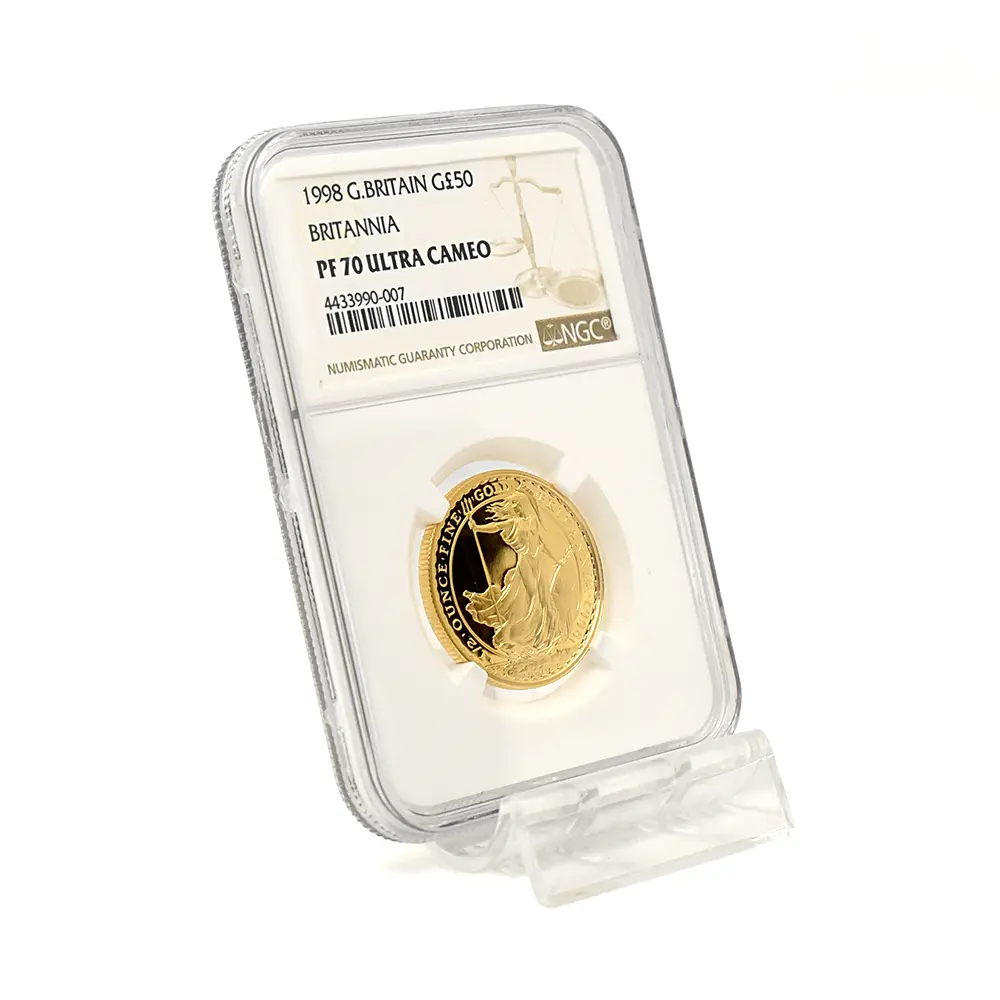 モダンコイン6：6813 イギリス 1998 エリザベス2世 ブリタニア 50ポンド1/2オンス金貨 NGC PF70UC