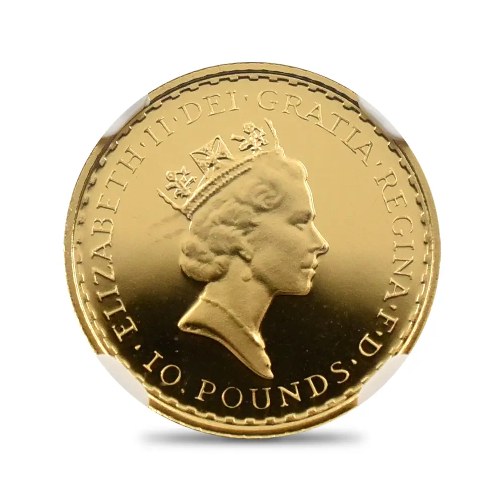 モダンコイン3：6811 イギリス 1997 エリザベス2世 ミドルエリザべス ブリタニア 10ポンド1/10オンス金貨 NGC PF69UC