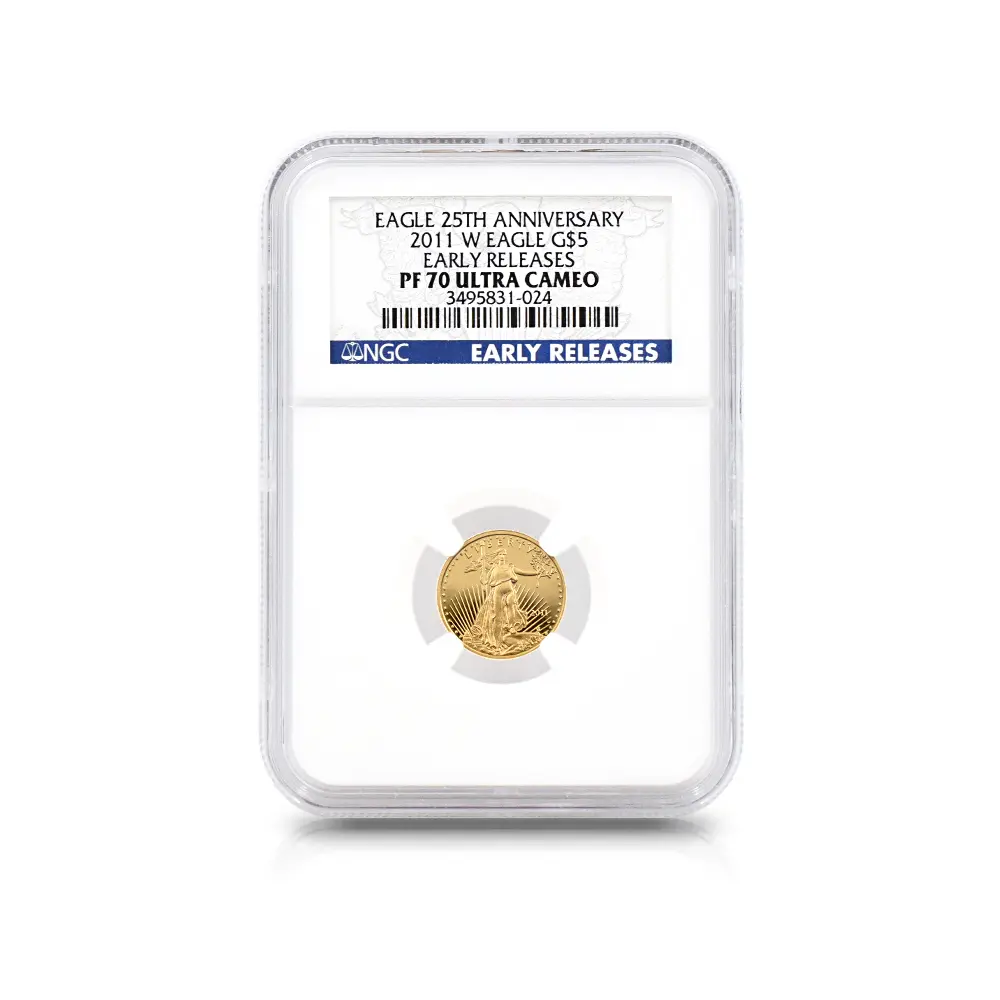 モダンコイン4：6809 アメリカ 2011W イーグル 25周年記念 5ドル1/10オンス金貨 アーリーリリース NGC PF70UC