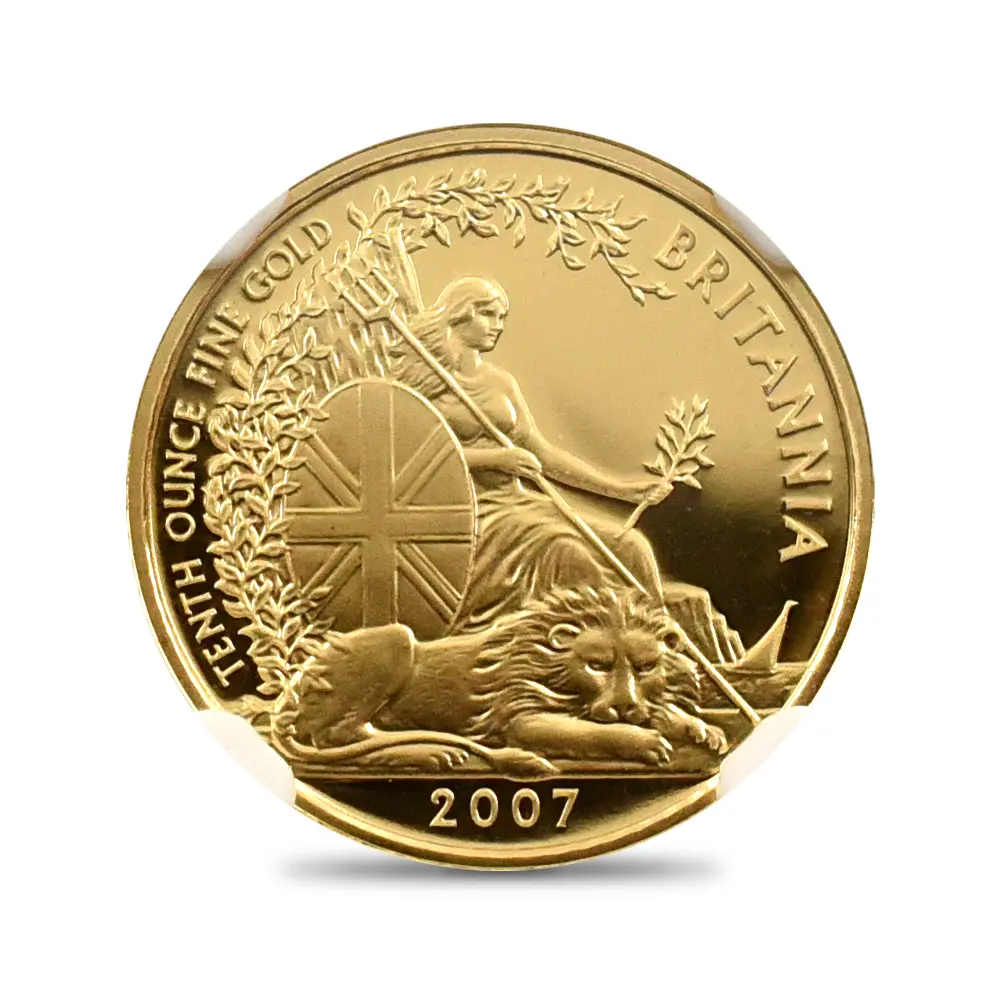 モダンコイン2:6808 イギリス 2007 エリザベス2世 ブリタニア 10ポンド1/10オンス金貨 NGC PF69UC