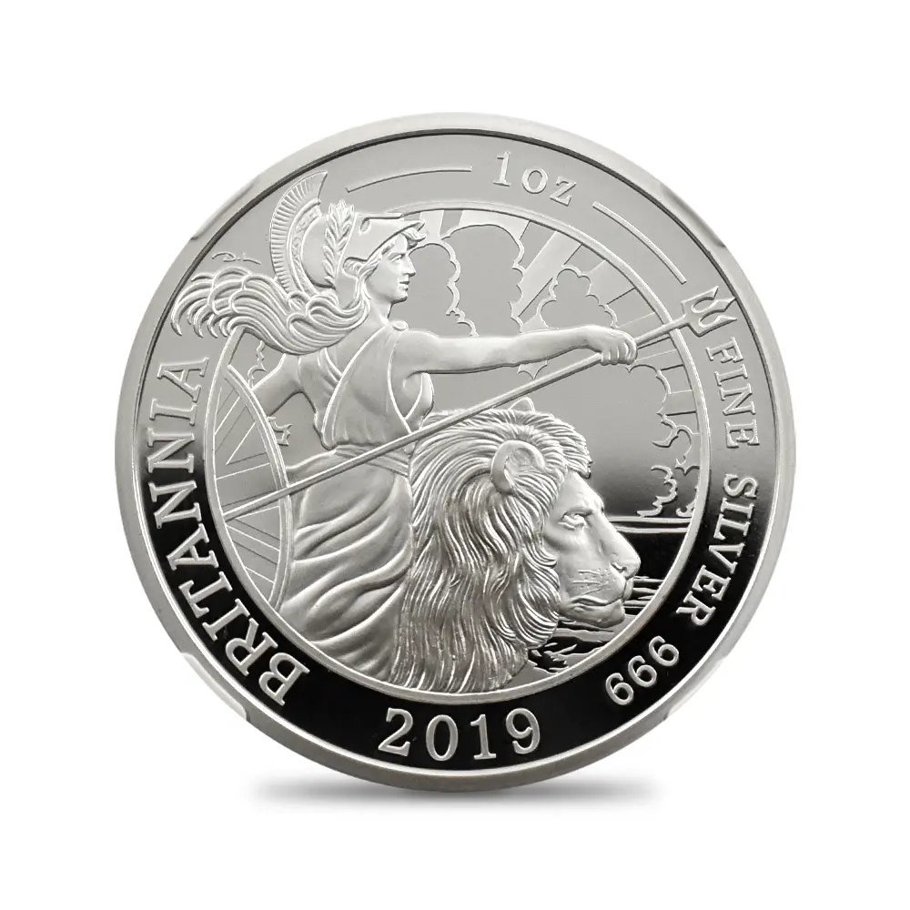 モダンコイン2:6807 イギリス 2019 エリザベス2世 ブリタニア 2ポンド1オンス銀貨 ファースト100ストラック NGC PF70UC COA付き