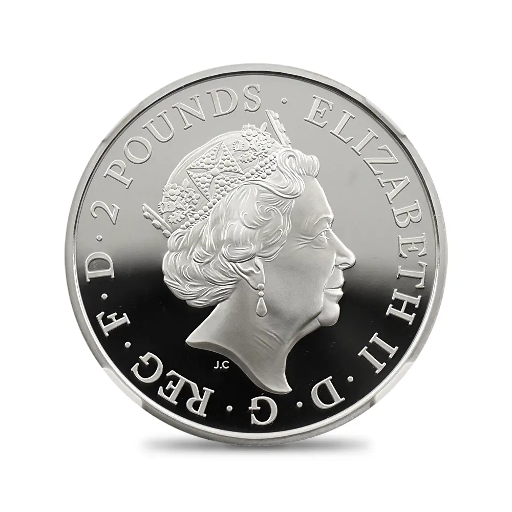 モダンコイン3:6807 イギリス 2019 エリザベス2世 ブリタニア 2ポンド1オンス銀貨 ファースト100ストラック NGC PF70UC COA付き
