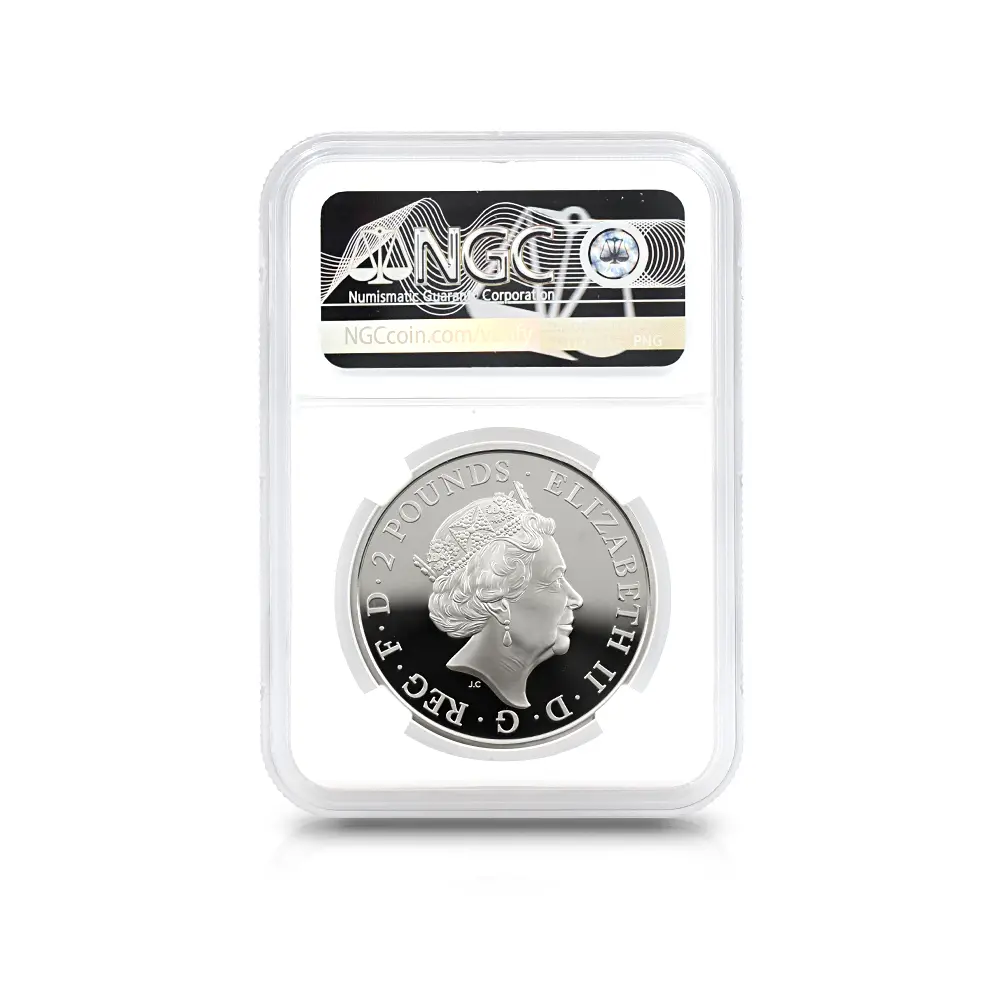 モダンコイン5:6807 イギリス 2019 エリザベス2世 ブリタニア 2ポンド1オンス銀貨 ファースト100ストラック NGC PF70UC COA付き