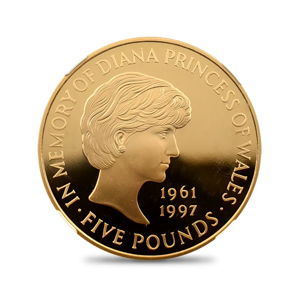 モダンコイン2：6818 イギリス 1999 エリザベス2世 ダイアナ妃追悼記念 5ポンド金貨 NGC PF69UC