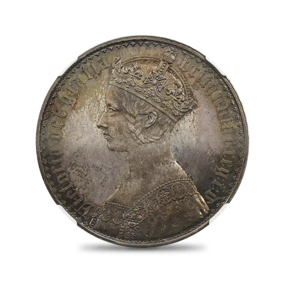 アンティークコインs2：4105 1853 ヴィクトリア女王 ゴチッククラウン銀貨 セプティモエッジ NGC PF63【R3】