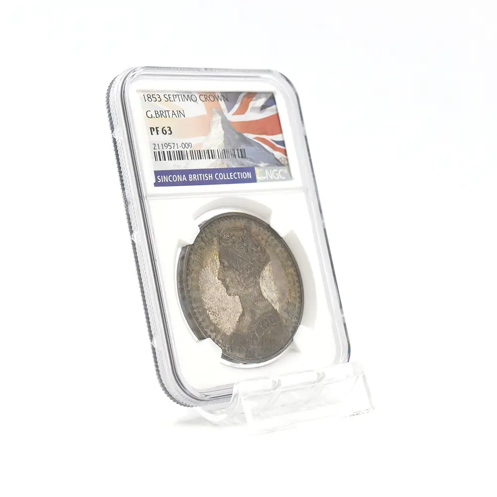 アンティークコインs6：4105 1853 ヴィクトリア女王 ゴチッククラウン銀貨 セプティモエッジ NGC PF63【R3】