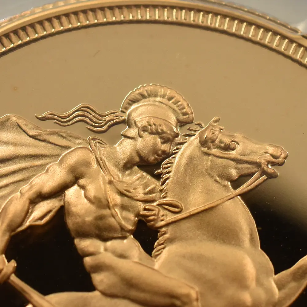 モダンコイン11:6799 イギリス 1981 エリザベス2世 ヤングエリザベス 聖ジョージ竜退治 5ポンド金貨 PCGS PR69DC S-4201