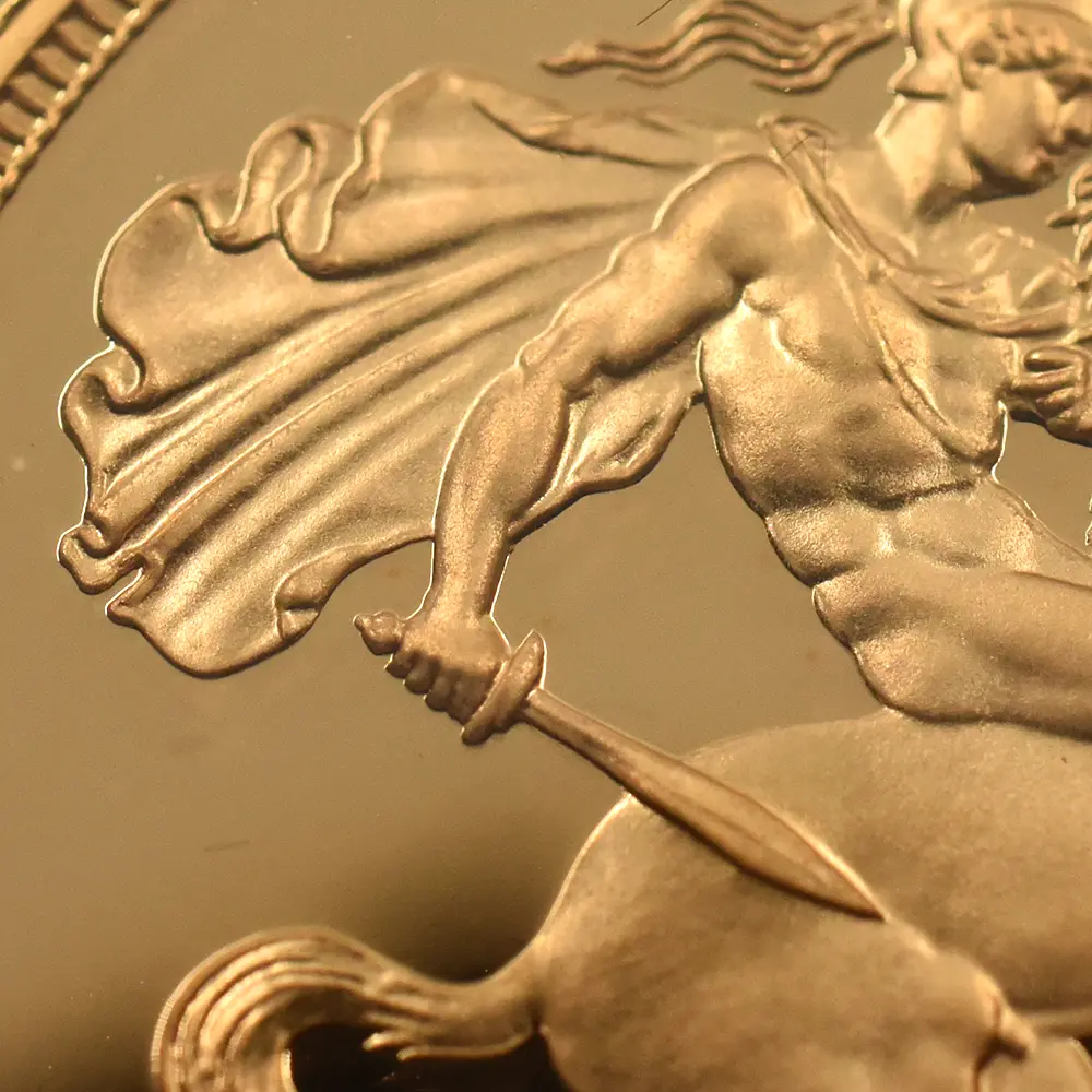 モダンコイン12:6799 イギリス 1981 エリザベス2世 ヤングエリザベス 聖ジョージ竜退治 5ポンド金貨 PCGS PR69DC S-4201