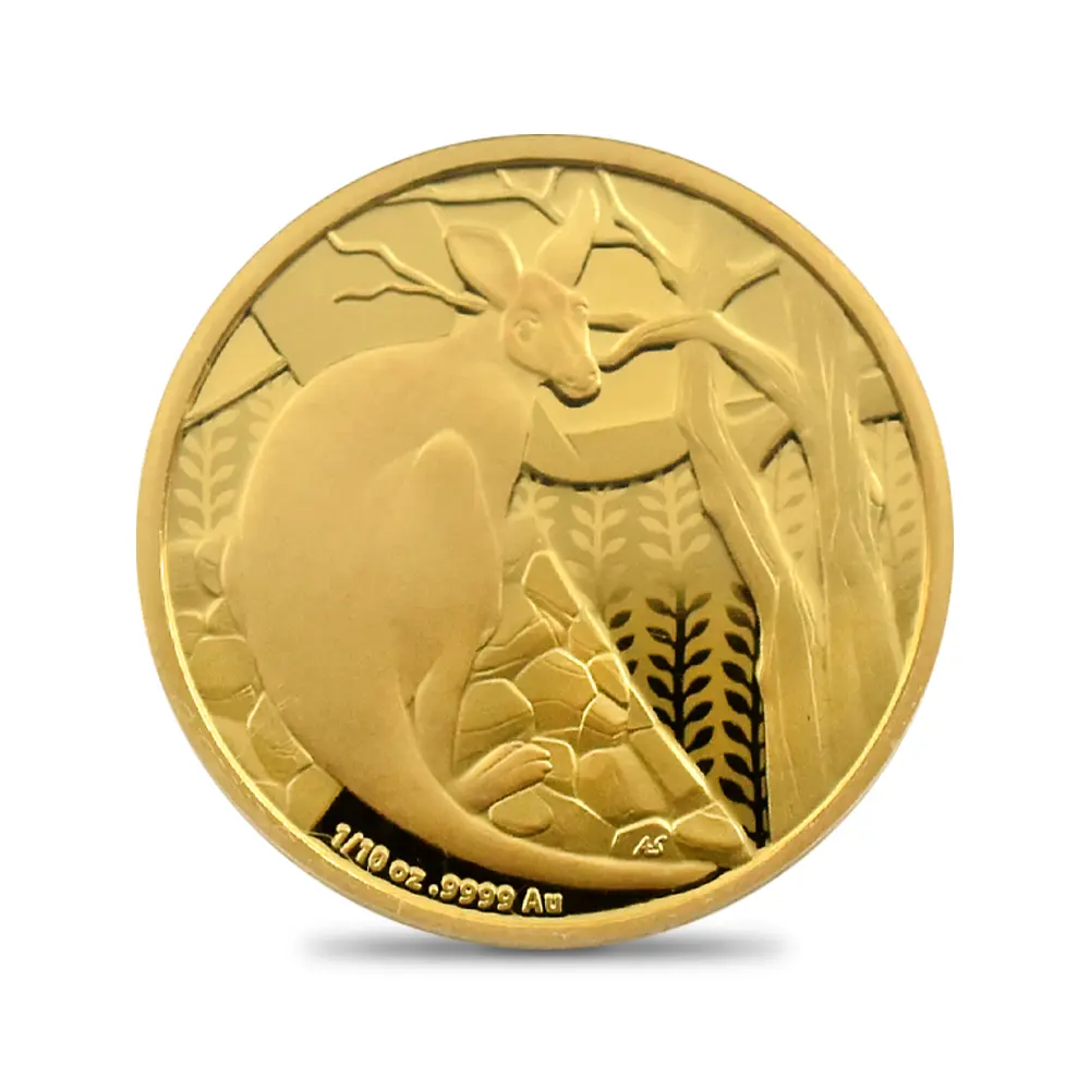 モダンコイン2：6801 オーストラリア 2022 エリザベス2世 カンガルー 10ドル 1/10オンスプルーフ金貨 未鑑定 箱付き