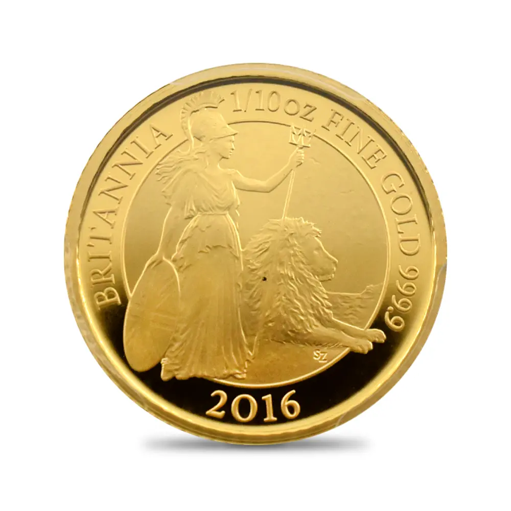モダンコイン2：6802 イギリス 2016 エリザベス2世 ブリタニア 10ポンド 1/10オンス 金貨 PCGS PR69DC