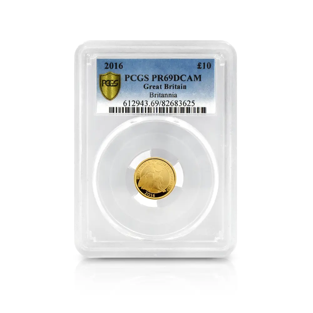モダンコイン4：6802 イギリス 2016 エリザベス2世 ブリタニア 10ポンド 1/10オンス 金貨 PCGS PR69DC