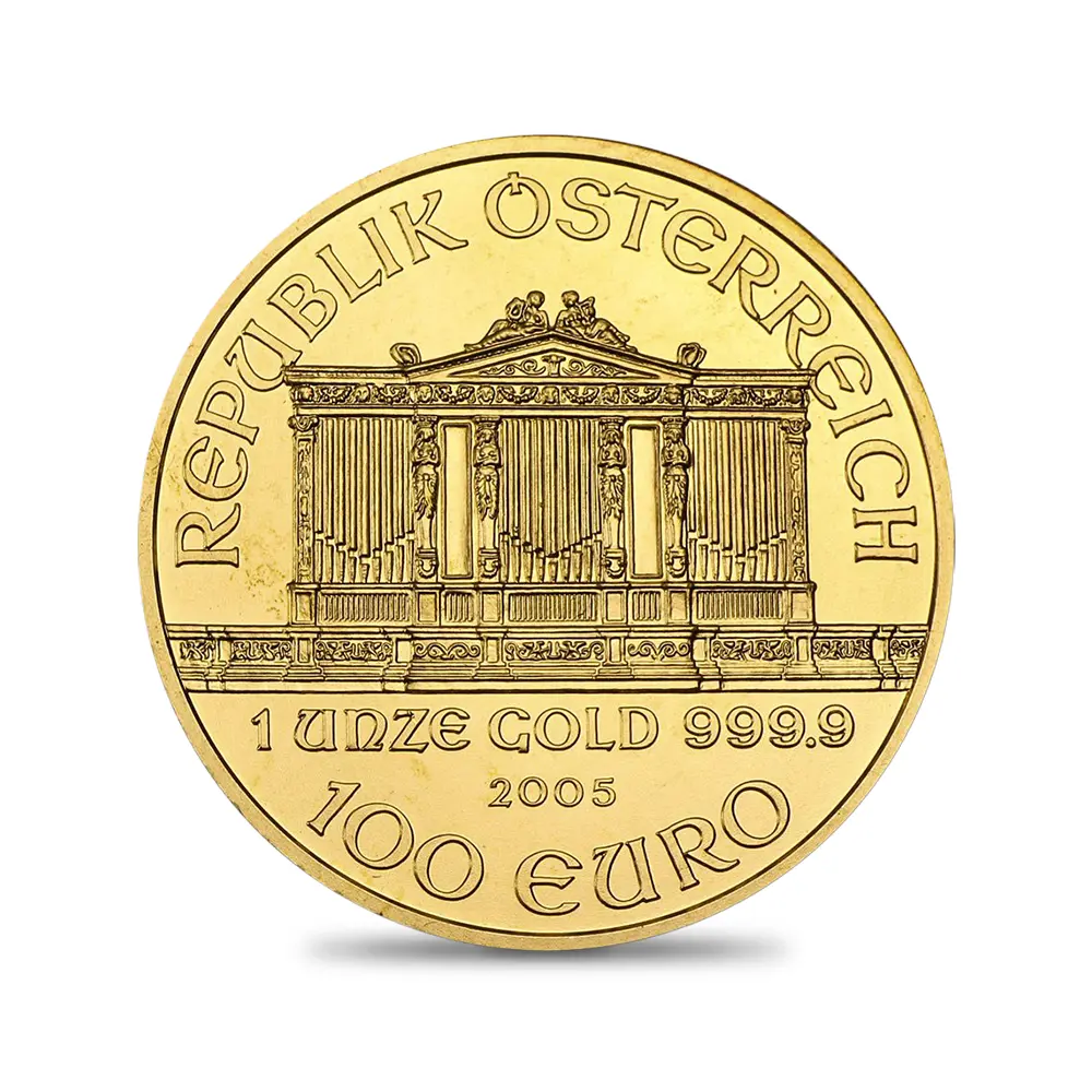 地金型3：6800 オーストリア 2005 ウィーンフィル 100ユーロ 1オンス 金貨 【1枚】