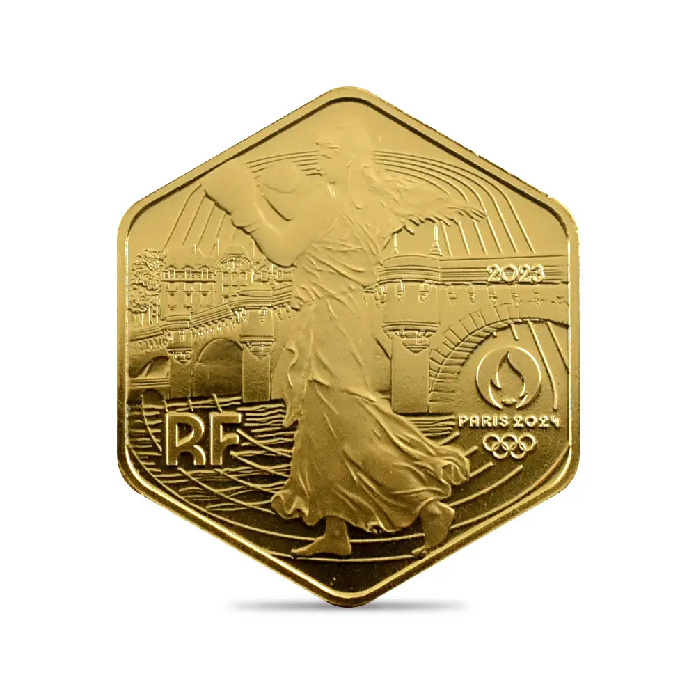 モダンコイン2:6803 フランス 2023 パリオリンピック 250ユーロ 3グラム金貨 未鑑定 箱付き
