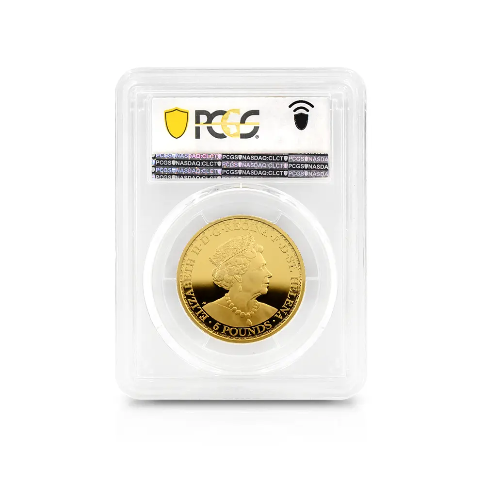 モダンコイン5：5365 セントヘレナ 2021 エリザベス2世 ウナ&ライオン 5ポンド1オンス金貨 PCGS PR70DC 箱付き