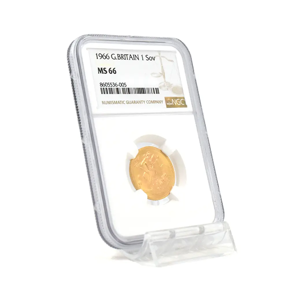 モダンコイン6:6822 イギリス 1966 エリザベス2世 ヤングヤング 聖ジョージ竜退治 ソブリン金貨 NGC MS66