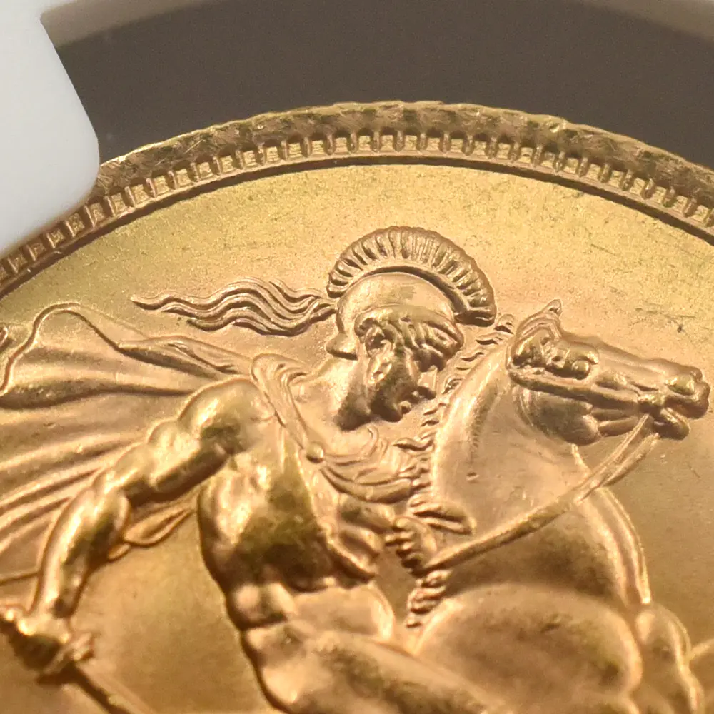 モダンコイン10：6823 イギリス 1963 エリザベス2世 ヤングヤング 聖ジョージ竜退治 ソブリン金貨 NGC MS66