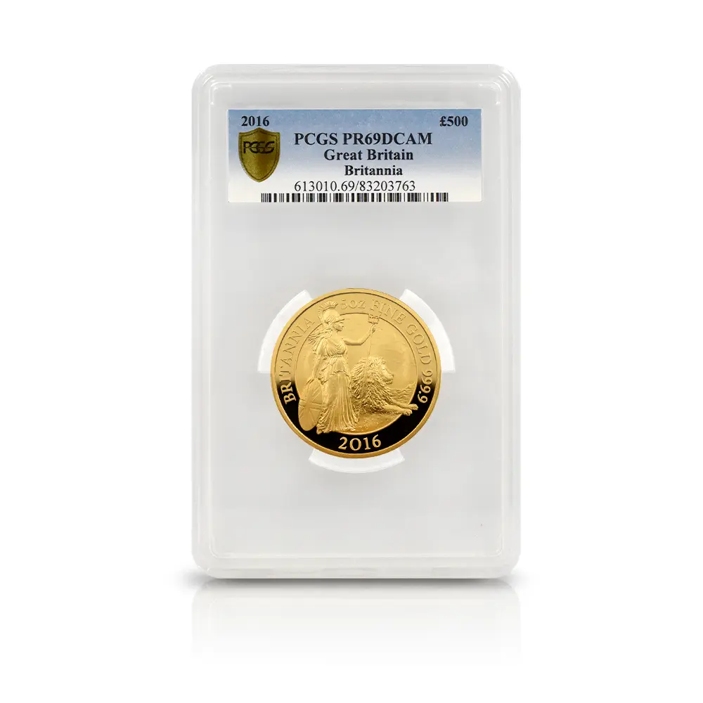 モダンコイン4：6831 イギリス 2016 エリザベス2世 ブリタニア 500ポンド 5オンス金貨 PCGS PR69DC