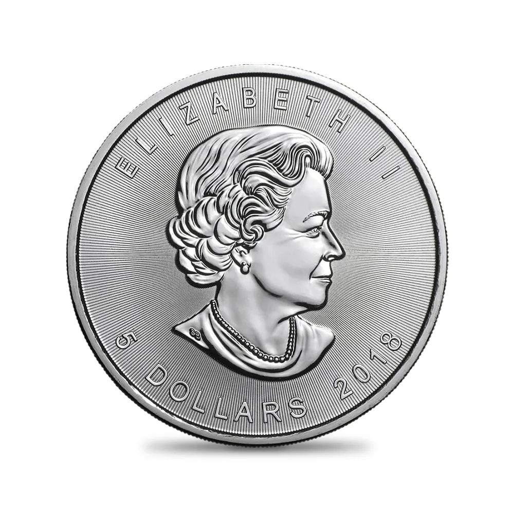 地金型3：6833 カナダ 2018 メイプルリーフ 5ドル 1オンス 銀貨 【1枚】