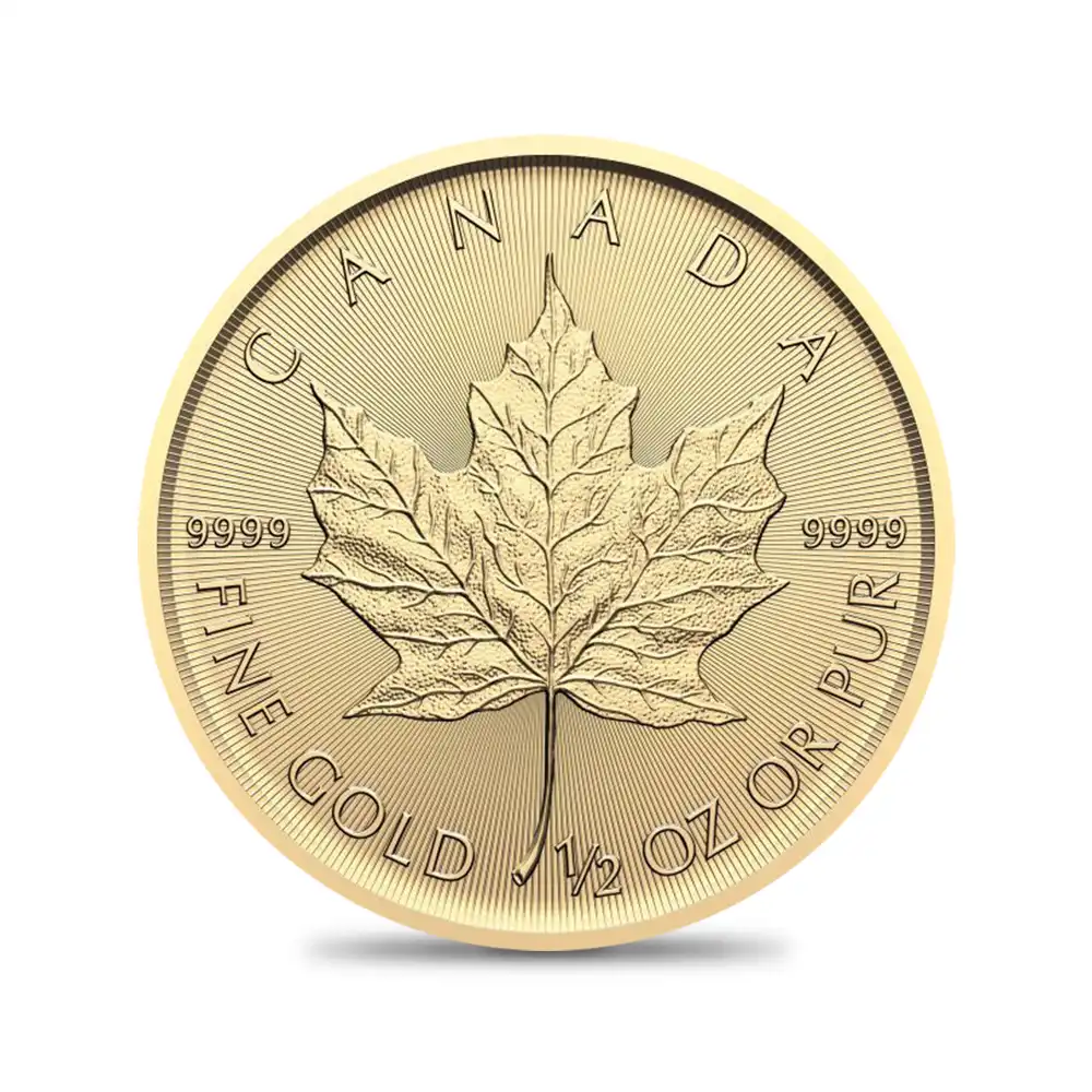 地金型2：4139 カナダ 2024 チャールズ3世 メイプルリーフ 20ドル 1/2オンス 地金型金貨 【1枚】