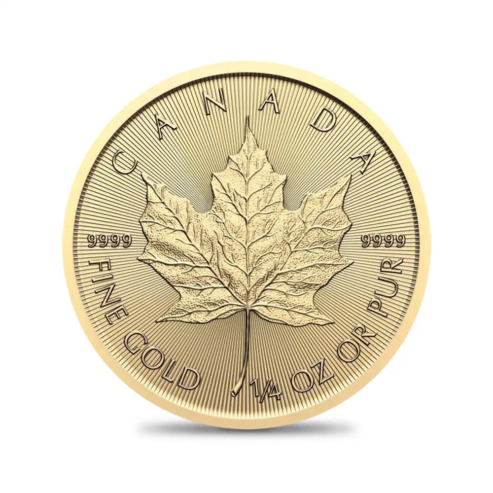 地金型2：4140 カナダ 2024 チャールズ3世 メイプルリーフ 10ドル 1/4オンス 地金型金貨 【1枚】