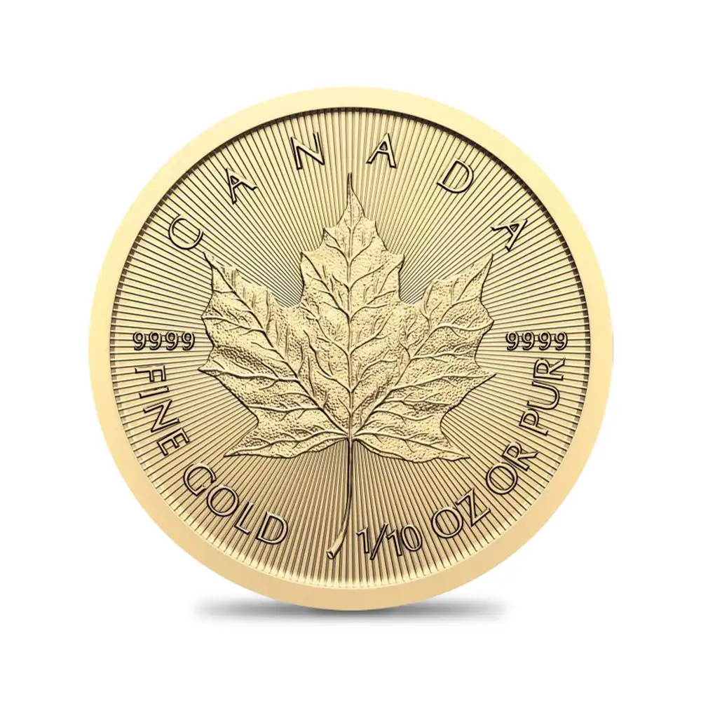 地金型2：4141 カナダ 2024 チャールズ3世 メイプルリーフ 5ドル 1/10オンス 地金型金貨 【1枚】