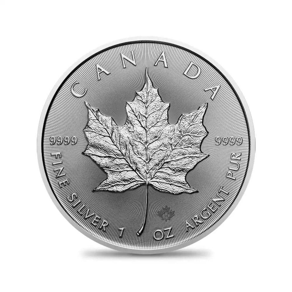 地金型2：4142 カナダ 2024 メイプルリーフ 5ドル 1オンス 地金型銀貨 【1枚】 (コインケース付き)