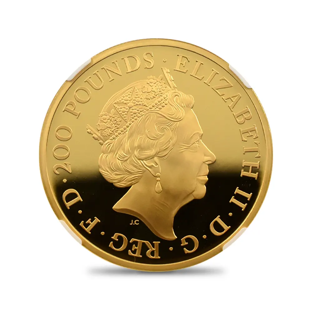 モダンコイン3：6835 イギリス 2021 エリザベス2世 クイーンズビースト コンプリーター 英国王室の十大守護獣 200ポンド2オンス金貨 NGC PF70UC