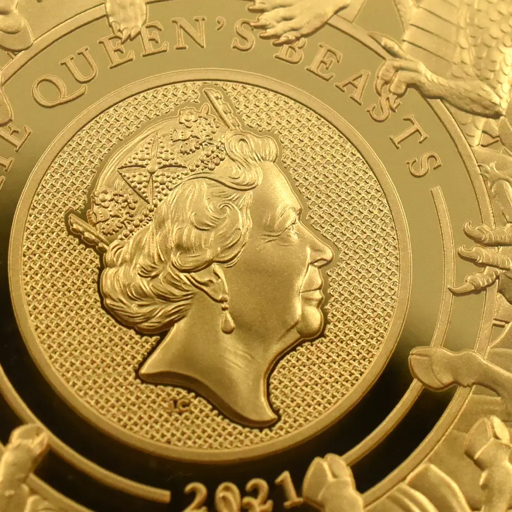 モダンコイン7：6835 イギリス 2021 エリザベス2世 クイーンズビースト コンプリーター 英国王室の十大守護獣 200ポンド2オンス金貨 NGC PF70UC